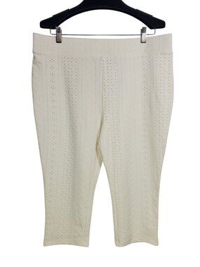 LOGO Layers by Lori Goldstein Stretch Lace Capri Legging Women's L Petite White